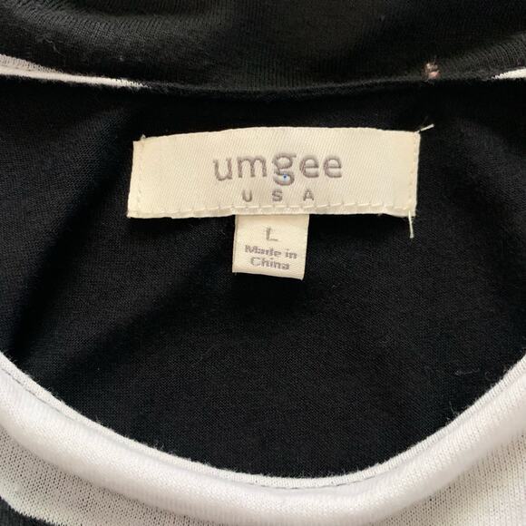 UMGEE Black & White Stripe Crop Top Scoop Neck Maxi Dress Size Large - Picture 9 of 12